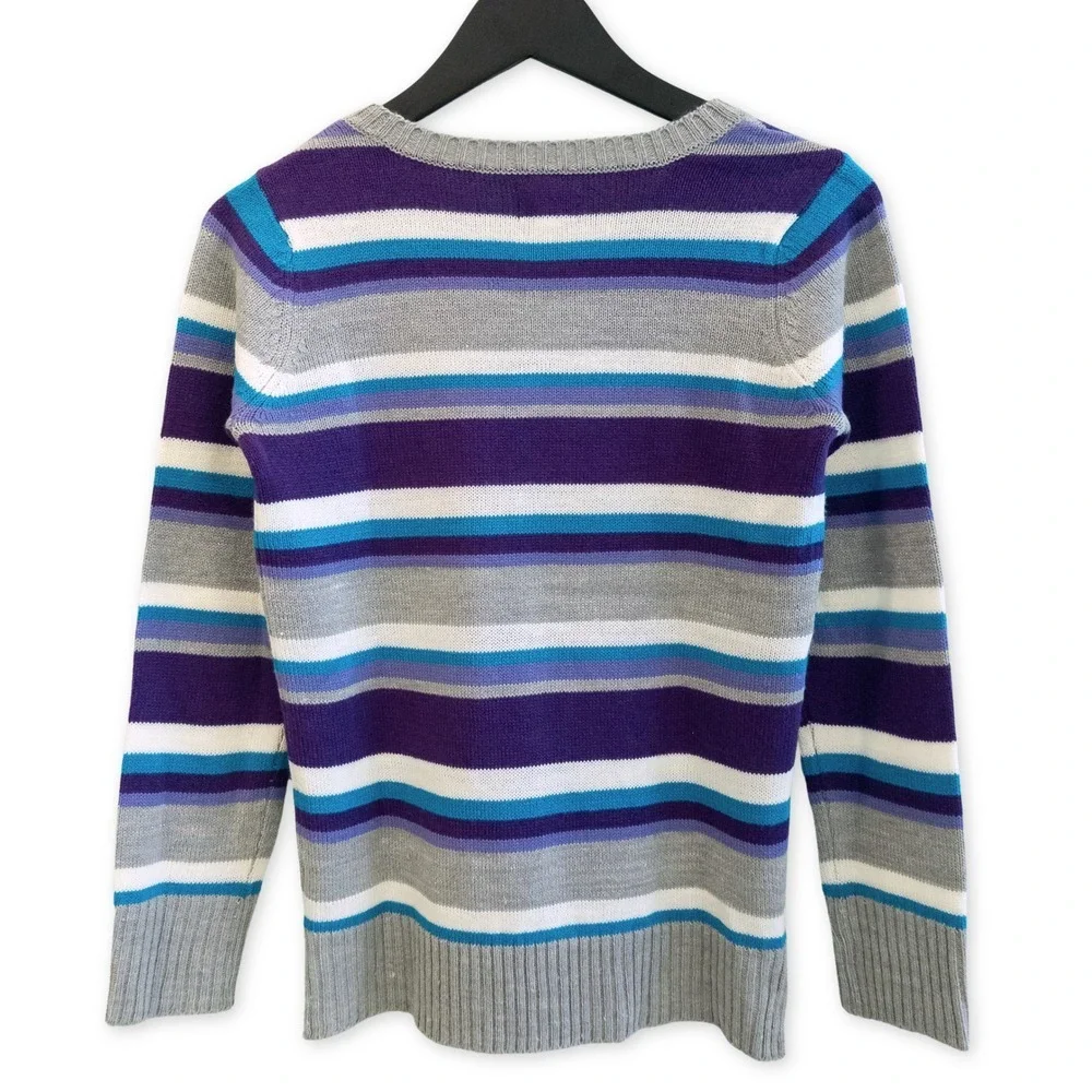 NWT‎ The Childrens Place Sweater Girls XL V Neck Striped Top Sparkle Preppy New